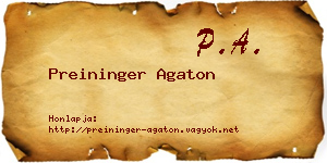 Preininger Agaton névjegykártya